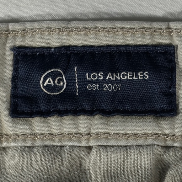 AG Adriano Goldschmied mens stone khaki flat front 8.5" chino shorts - size 34R - Picture 4 of 12